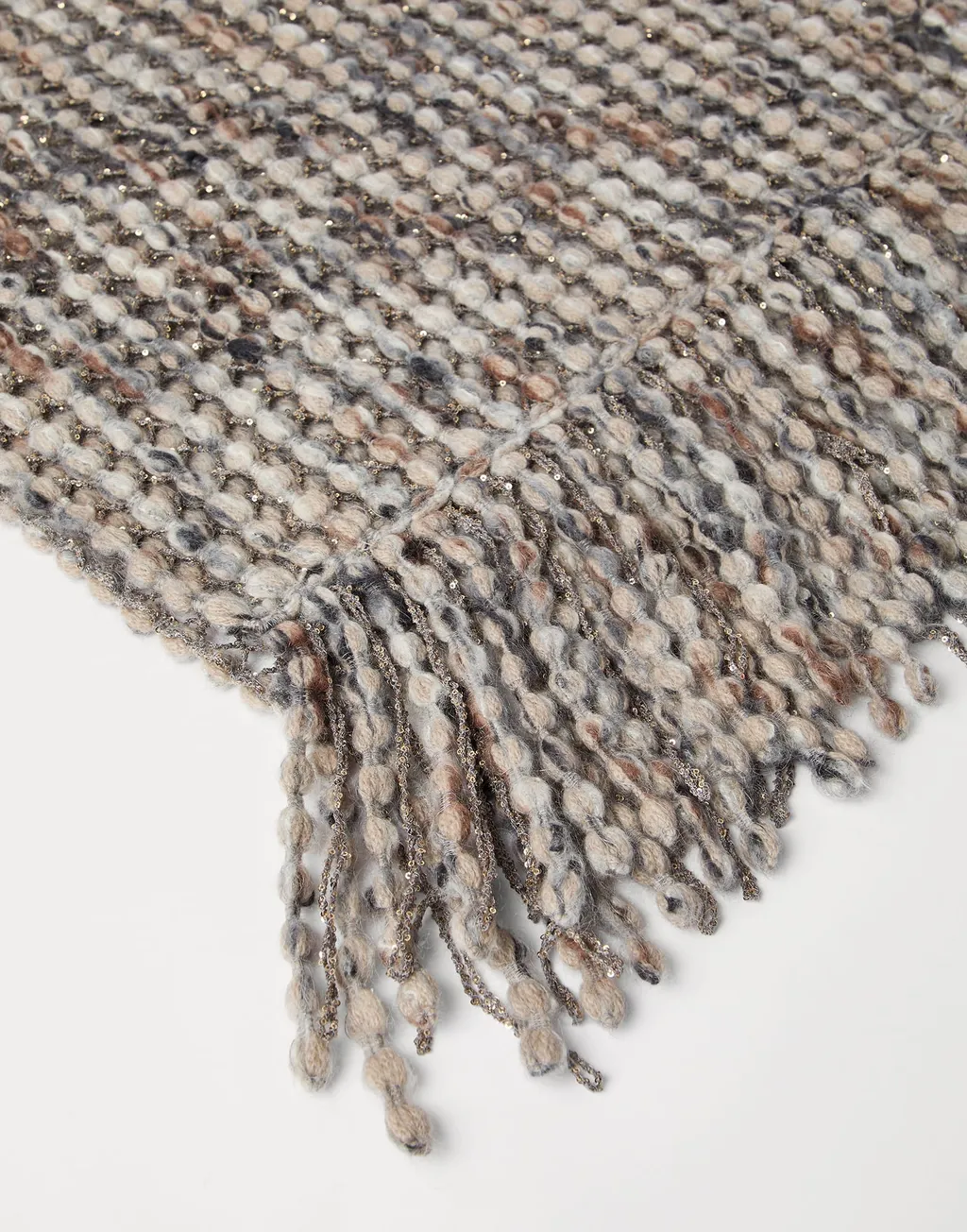 Metallic-Detail Bobble Scarf