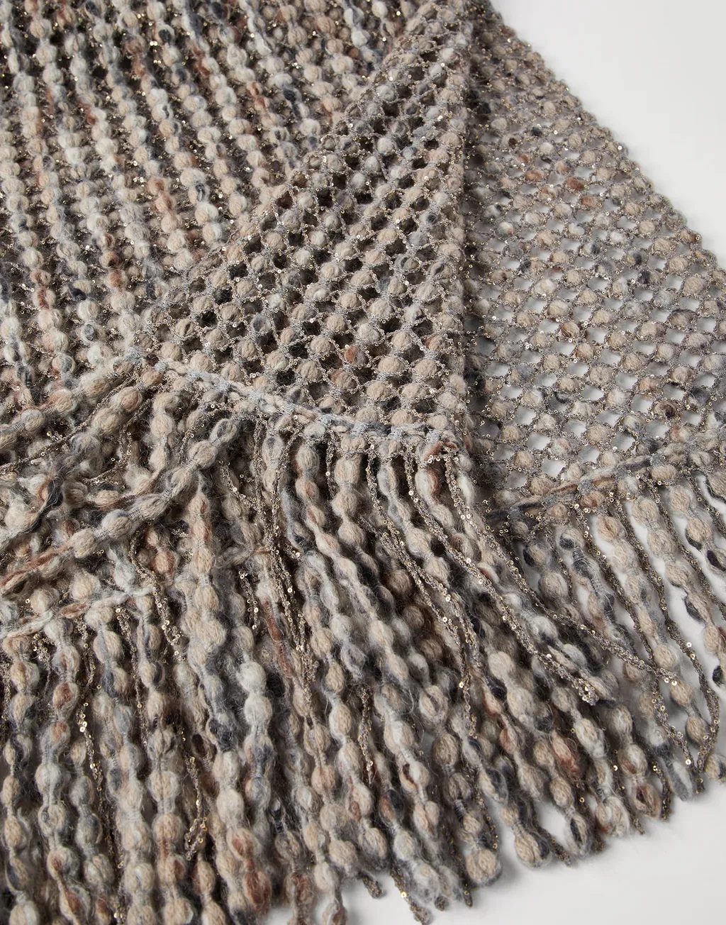 Metallic-Detail Bobble Scarf