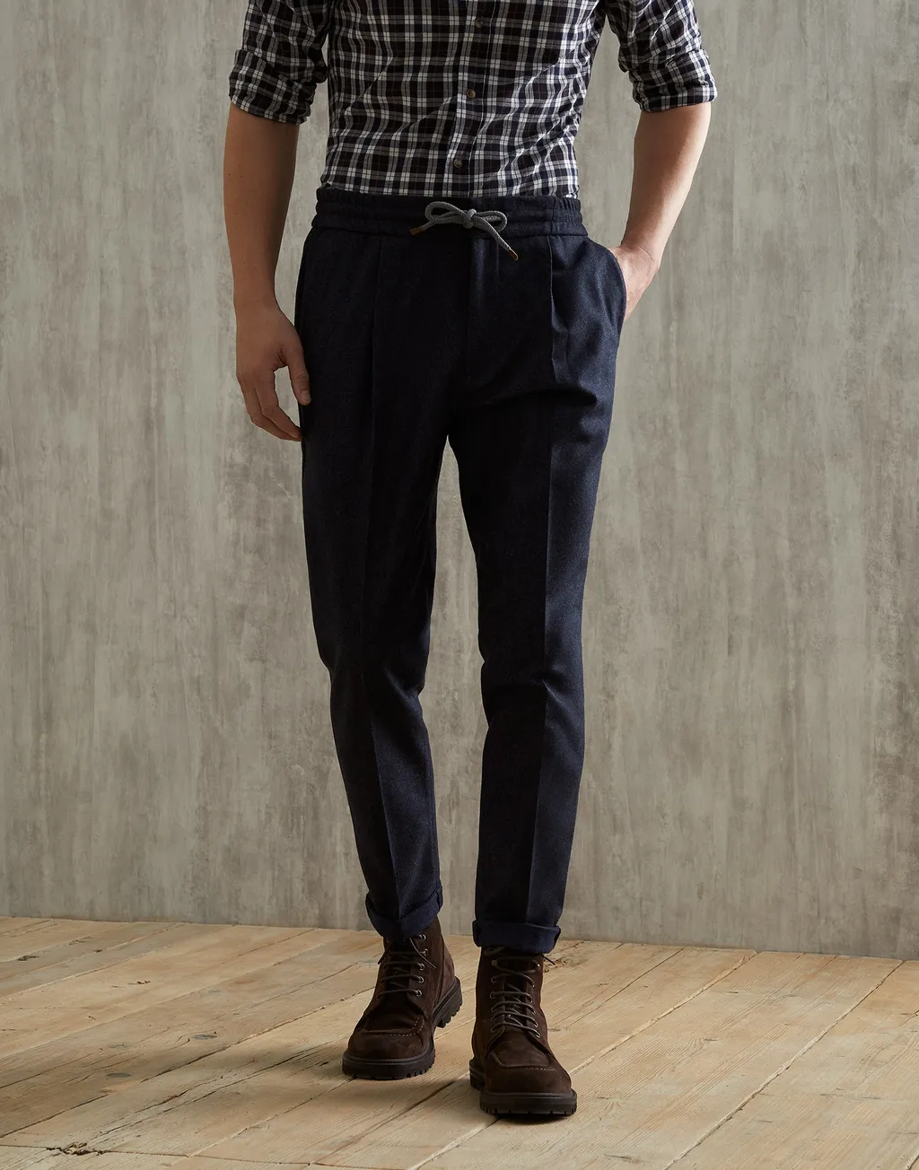 Drawstring Pleated Trousers
