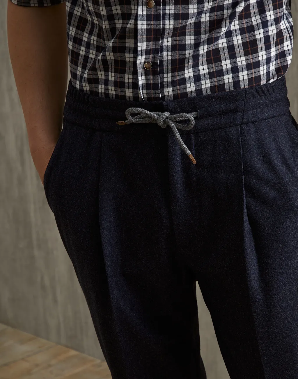 Drawstring Pleated Trousers