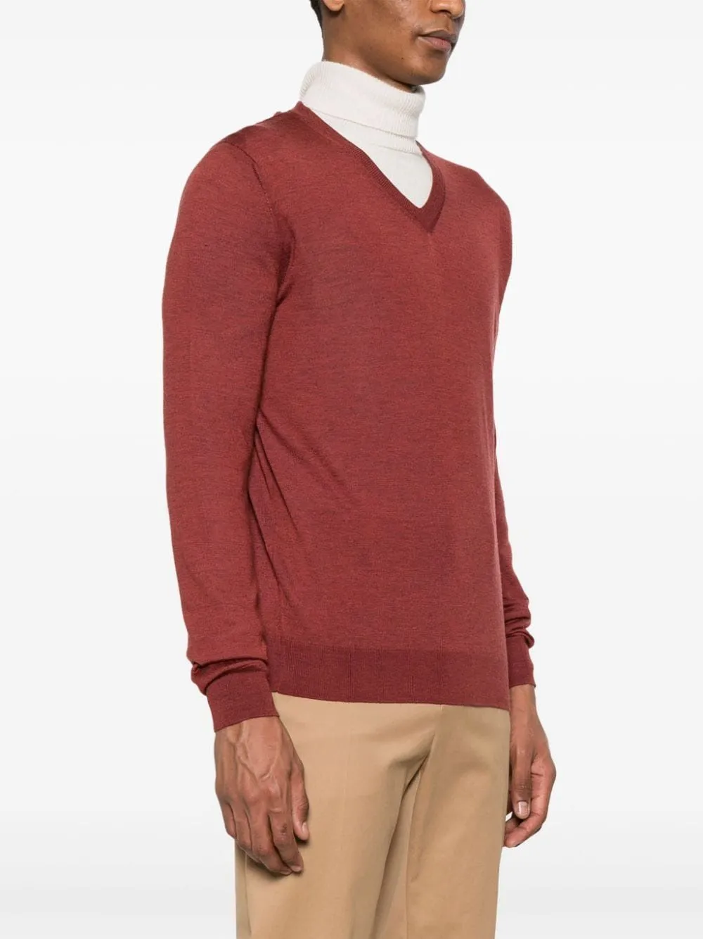 Fine-Knit V-Neck Jumper
