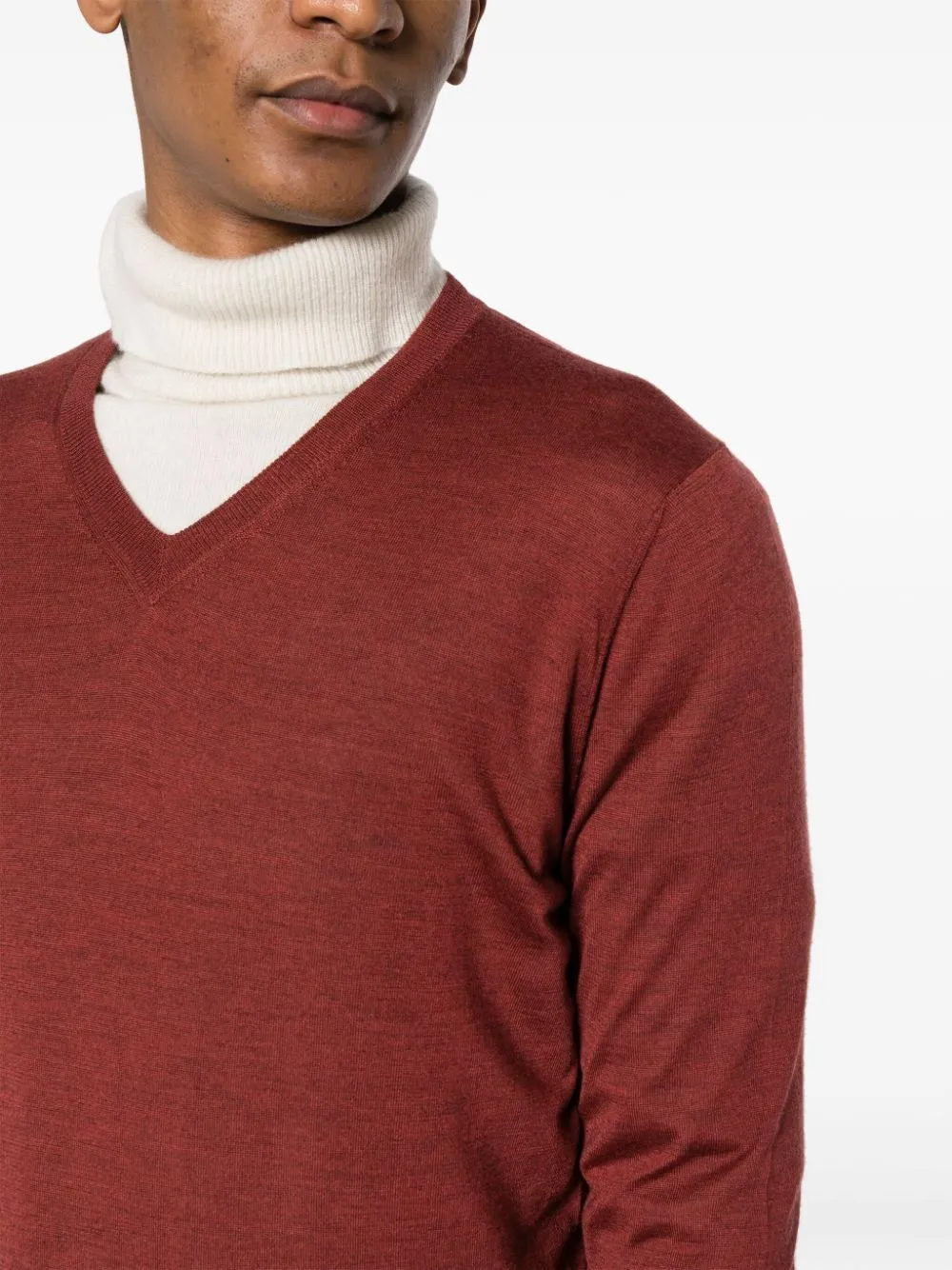 Fine-Knit V-Neck Jumper