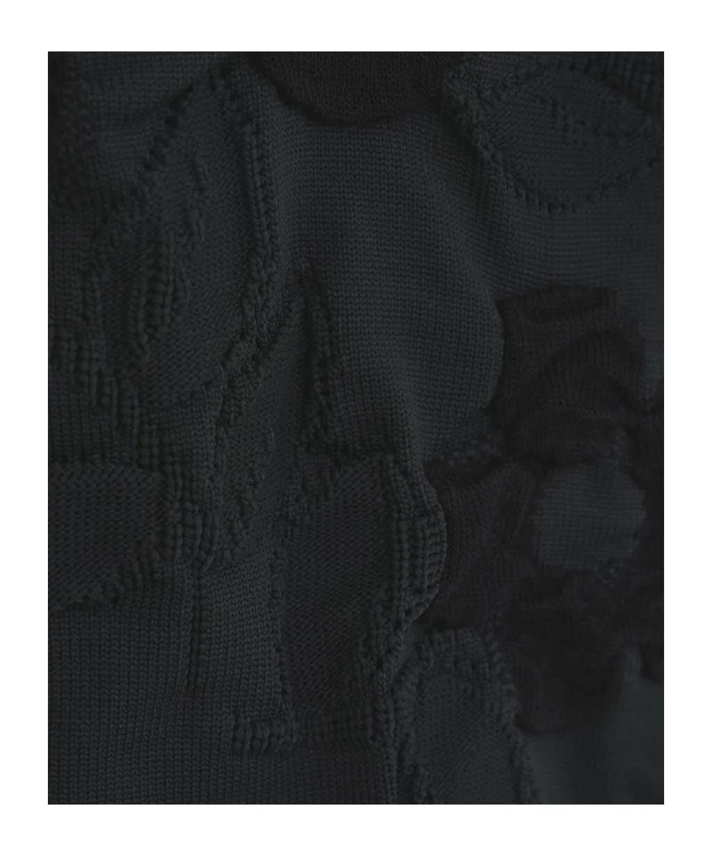 Floral-Appliqué Buttoned Sweater