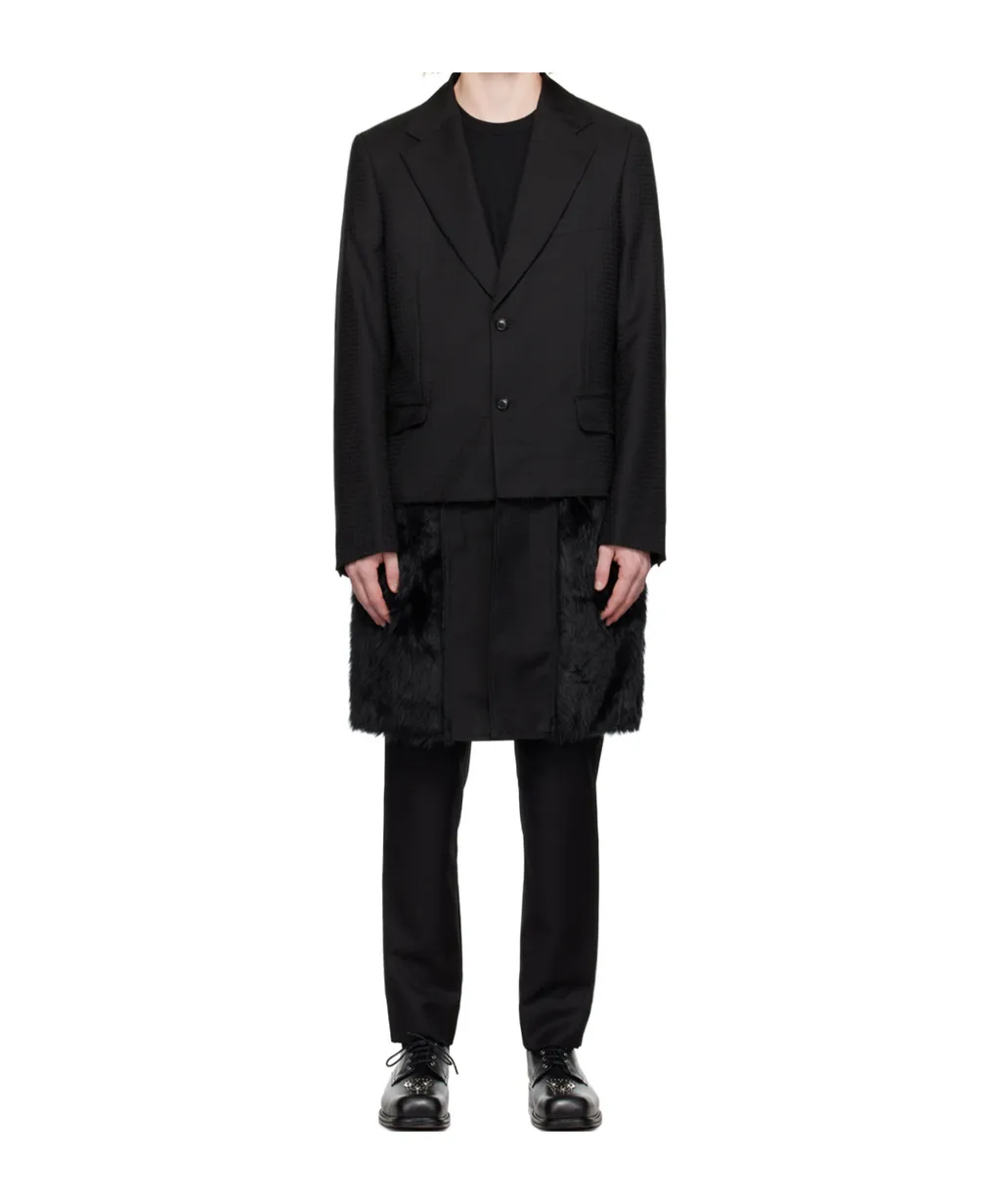 Faux-Fur Trim Single-Breasted Coat