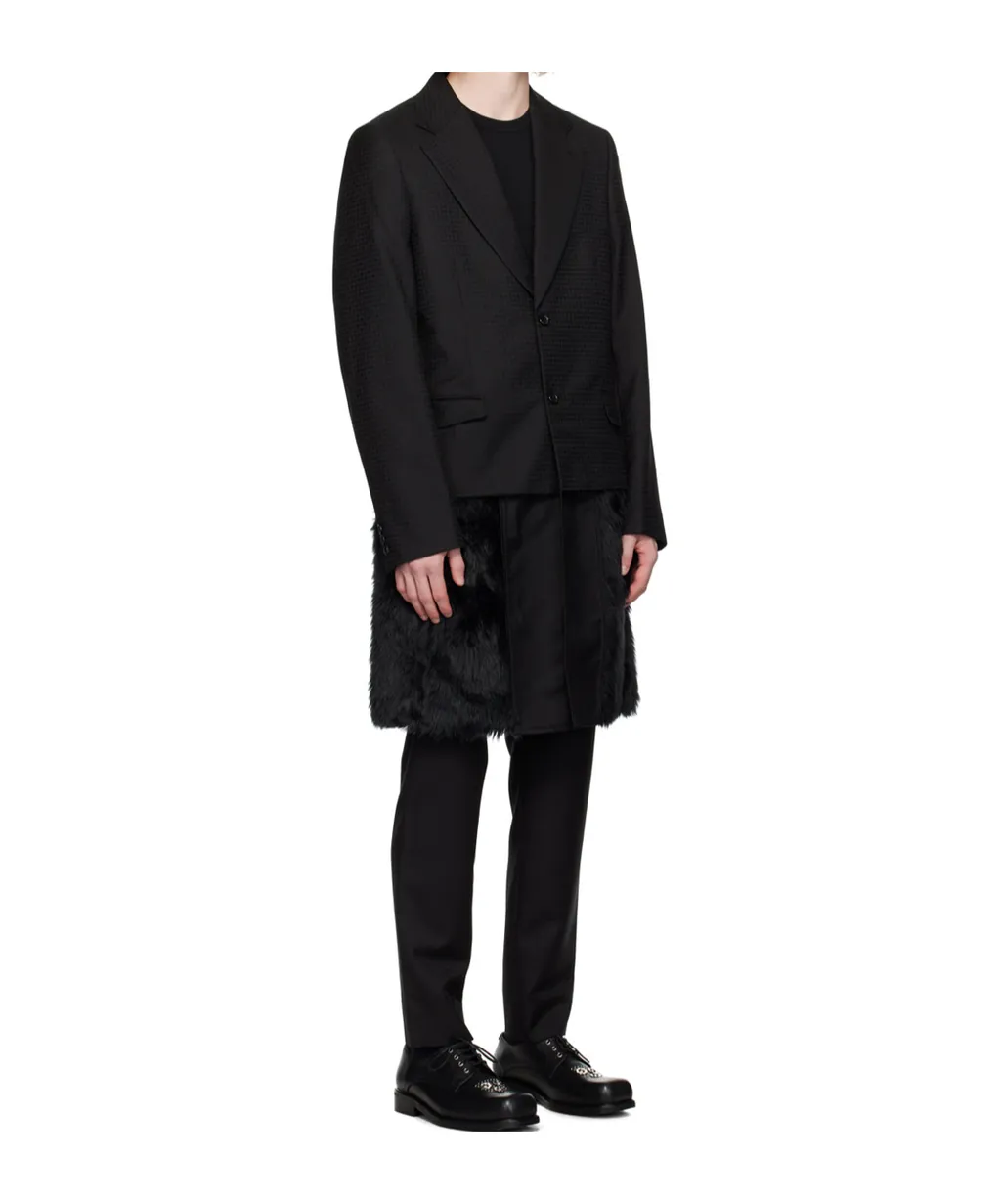 Faux-Fur Trim Single-Breasted Coat