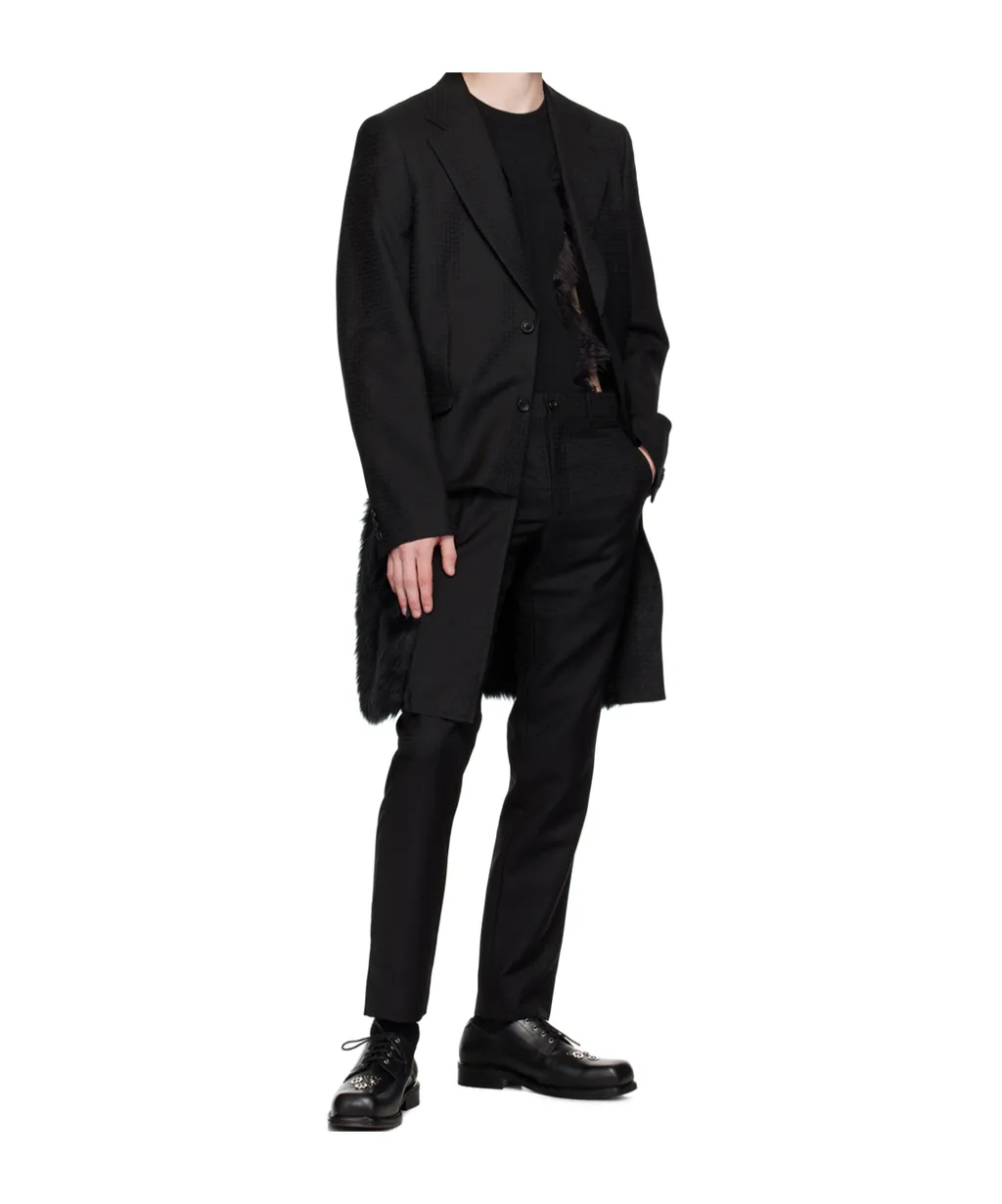 Faux-Fur Trim Single-Breasted Coat