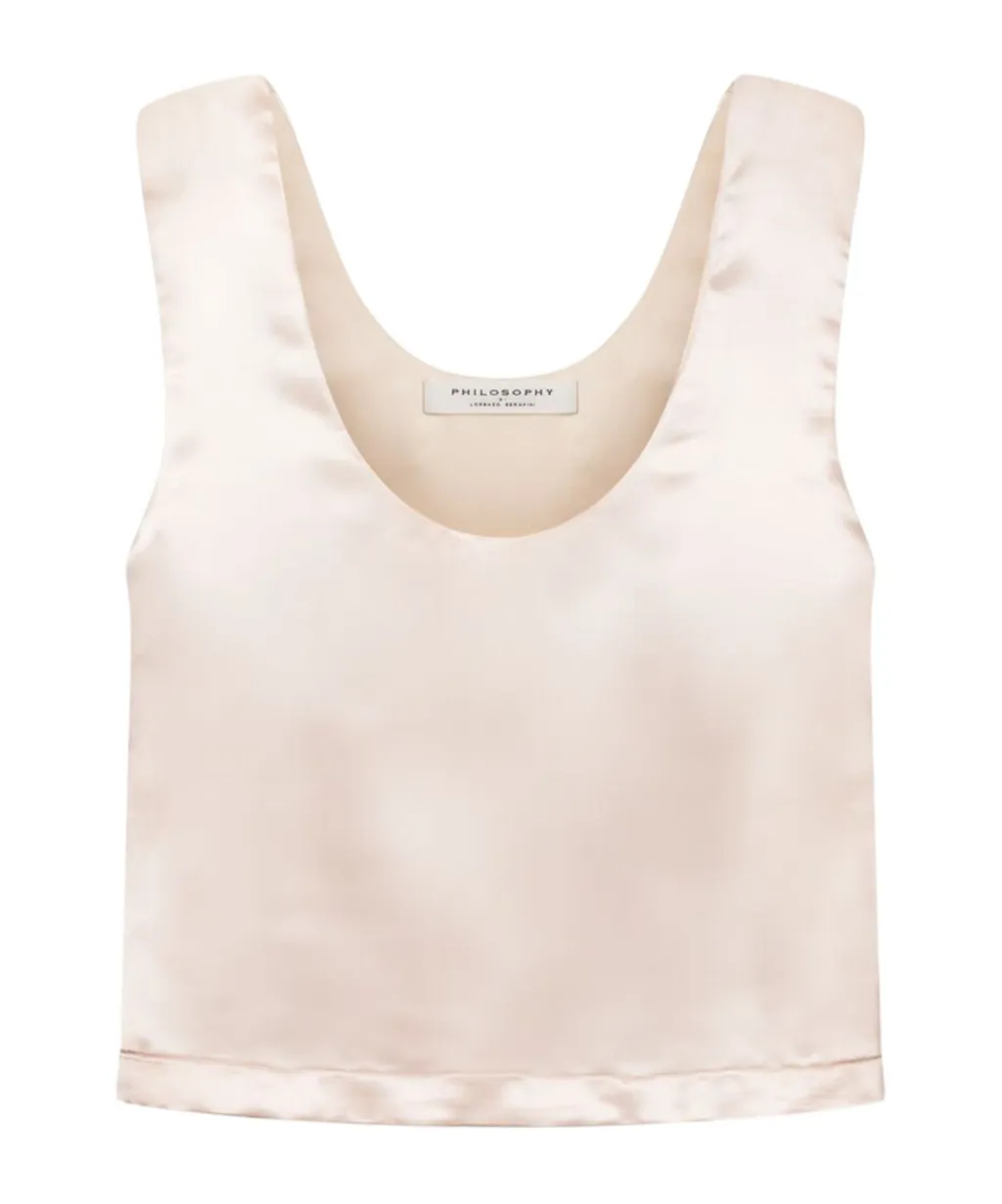 Sleeveless U-Neck Satin Vest