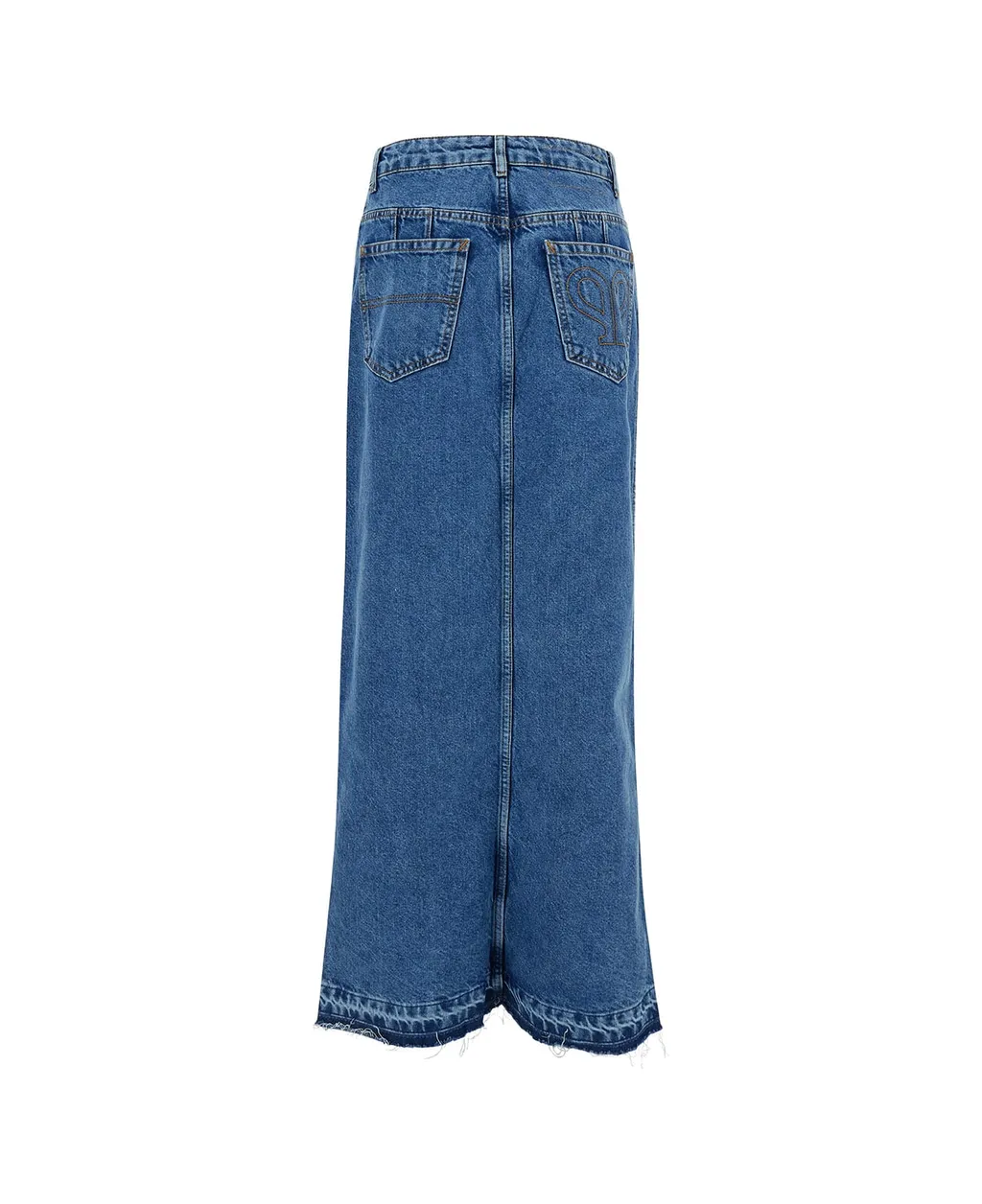 Mid-Rise Denim Maxi Skirt