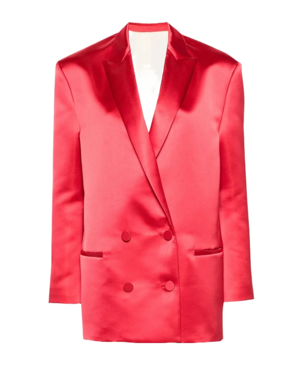 Double-Breasted Satin Blazer