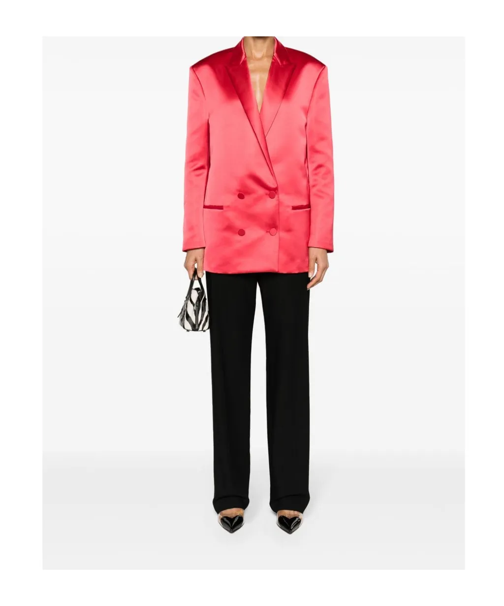 Double-Breasted Satin Blazer