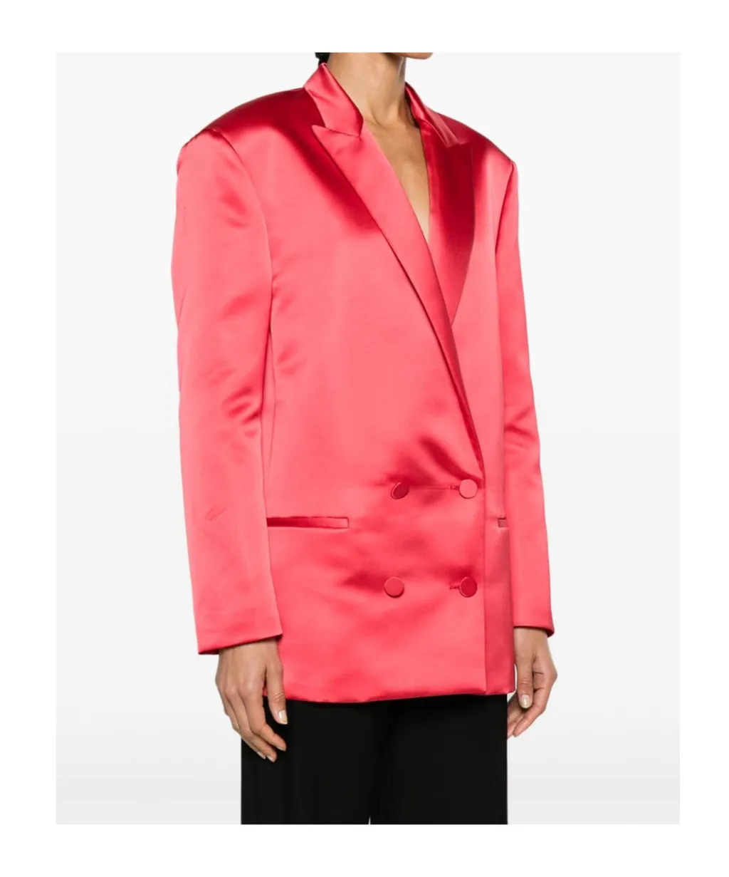Double-Breasted Satin Blazer