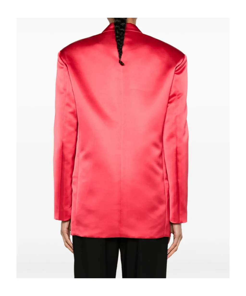 Double-Breasted Satin Blazer