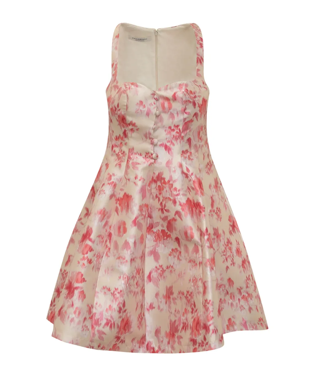 Floral-Print Flared Minidress