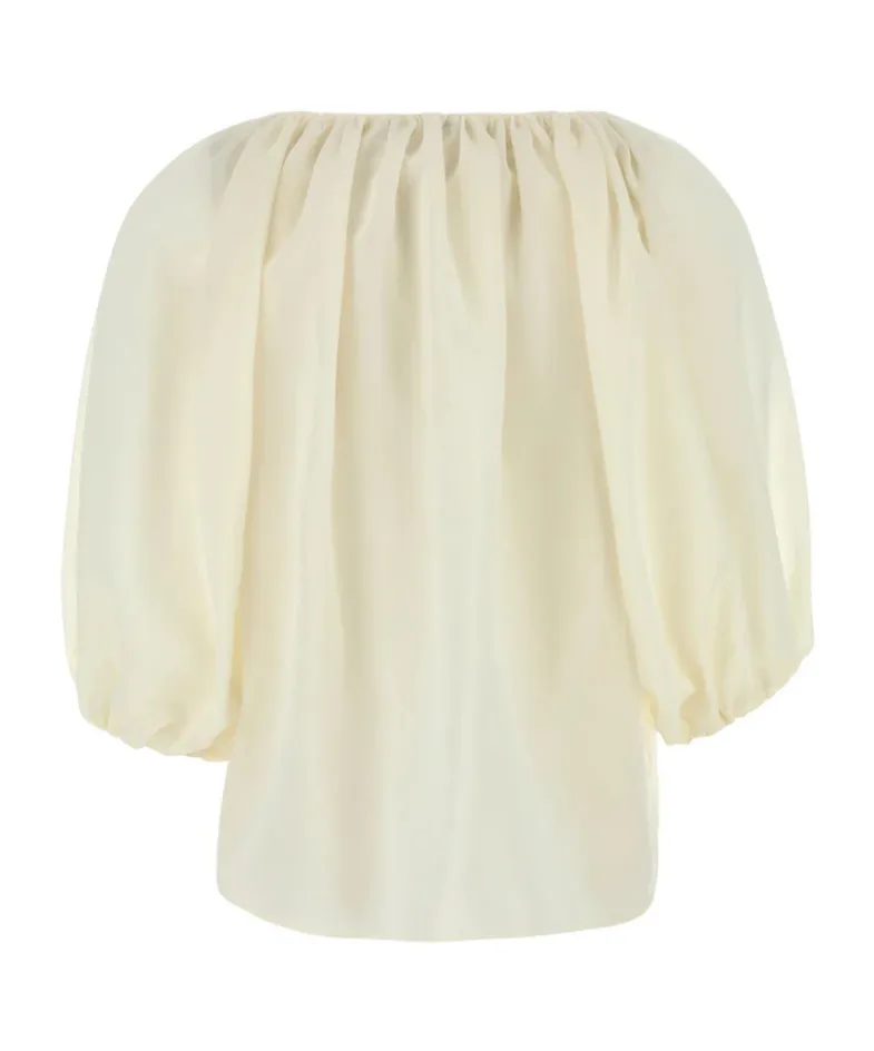 Ruched Boat-Neck Blouse