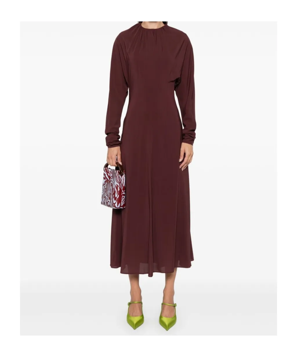 Pleat-Detail Midi Dress