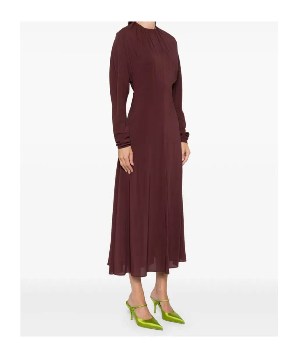 Pleat-Detail Midi Dress