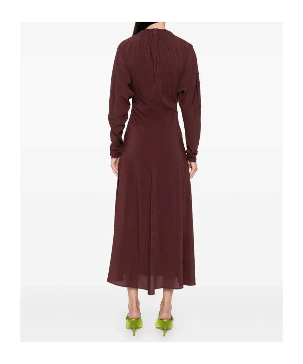 Pleat-Detail Midi Dress