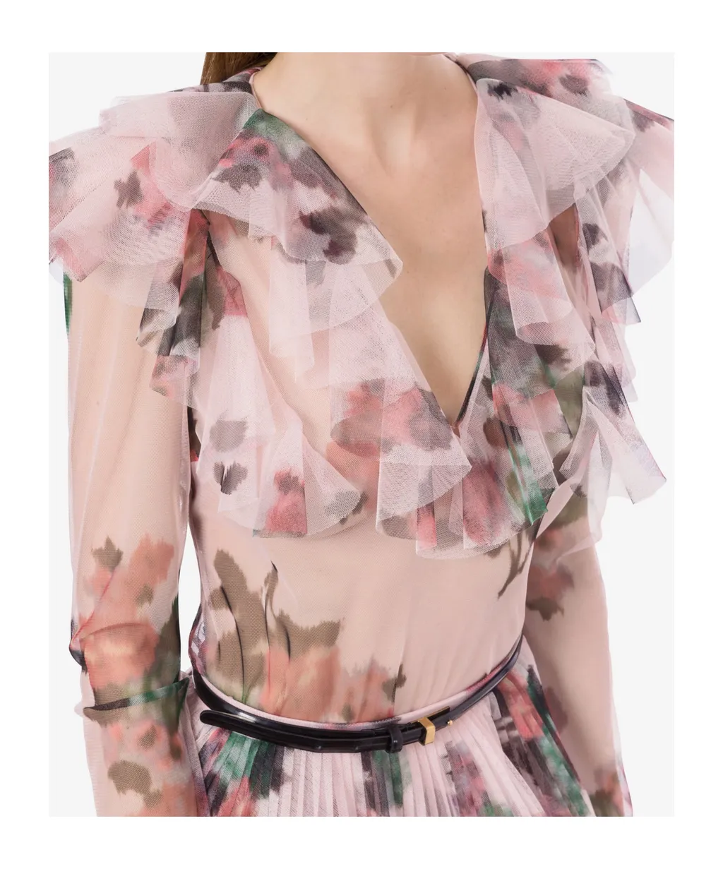 Tulle Flower Printed Blouse