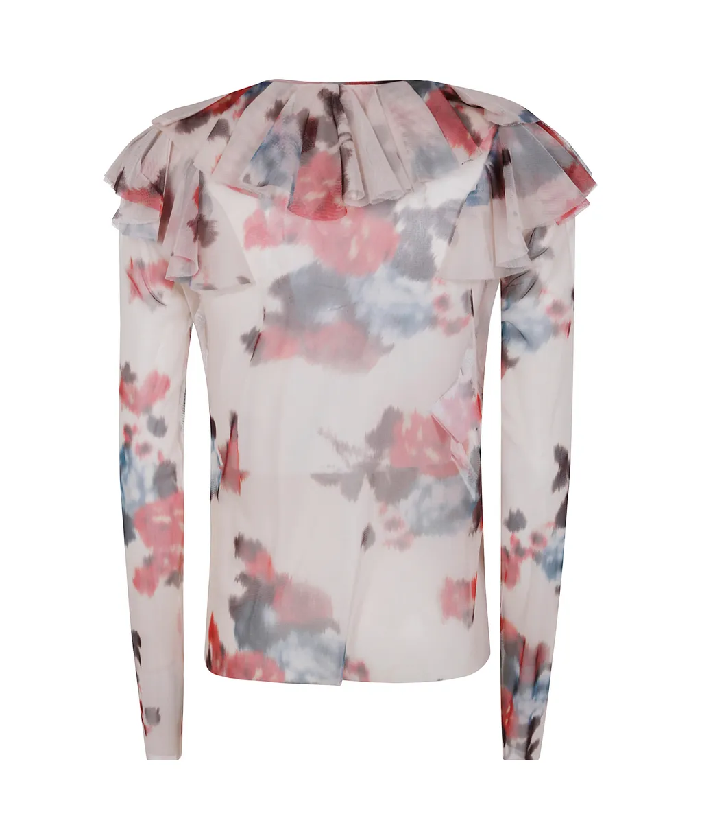 Tulle Flower Printed Blouse, 2