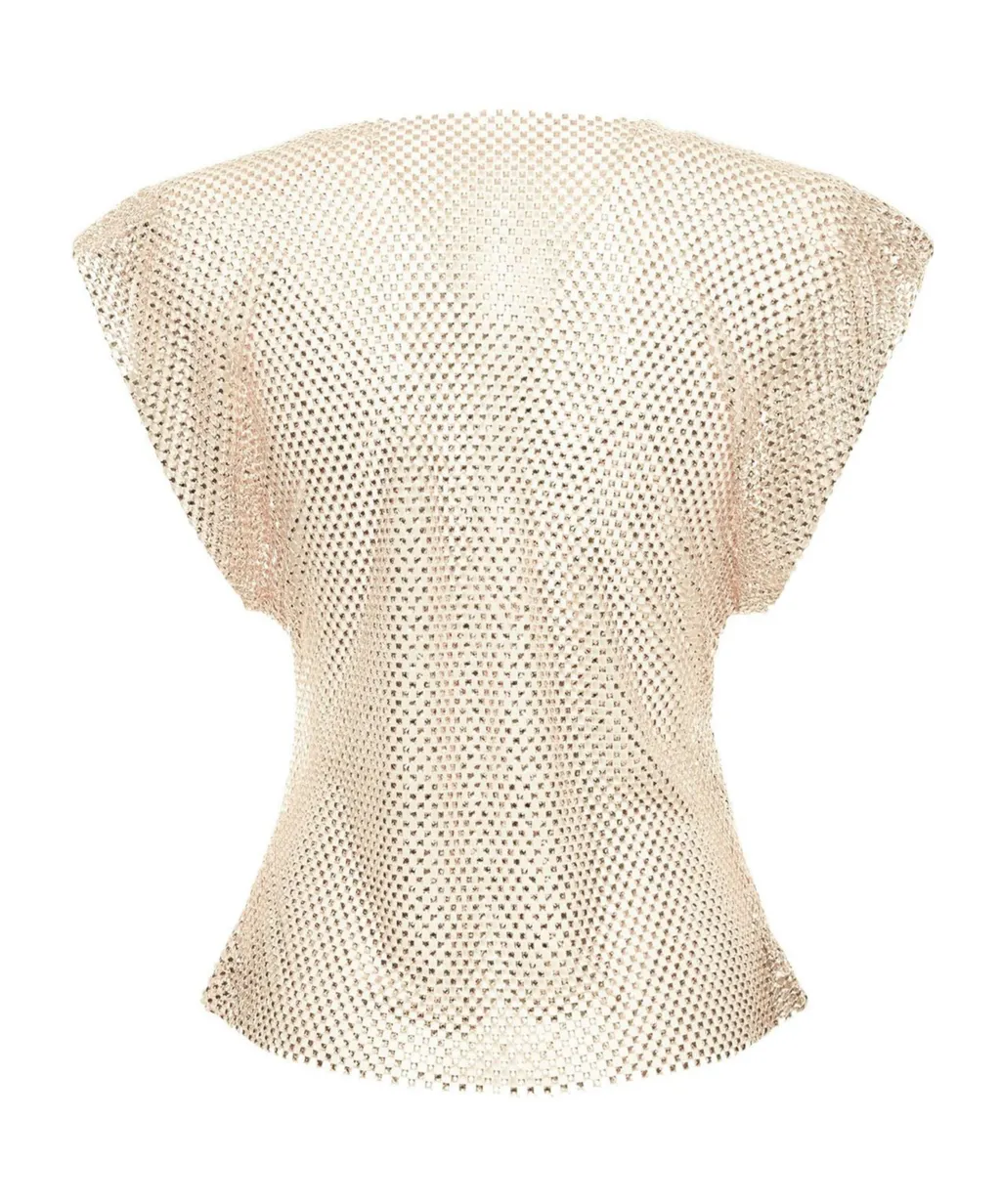 Rhinestone Sheer Sleeveless Blouse, 2