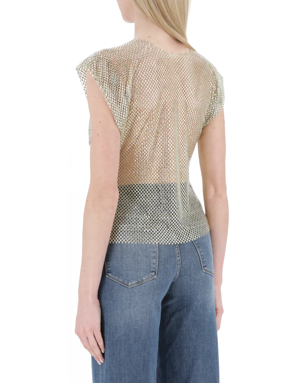 Rhinestone Sheer Sleeveless Blouse, 6