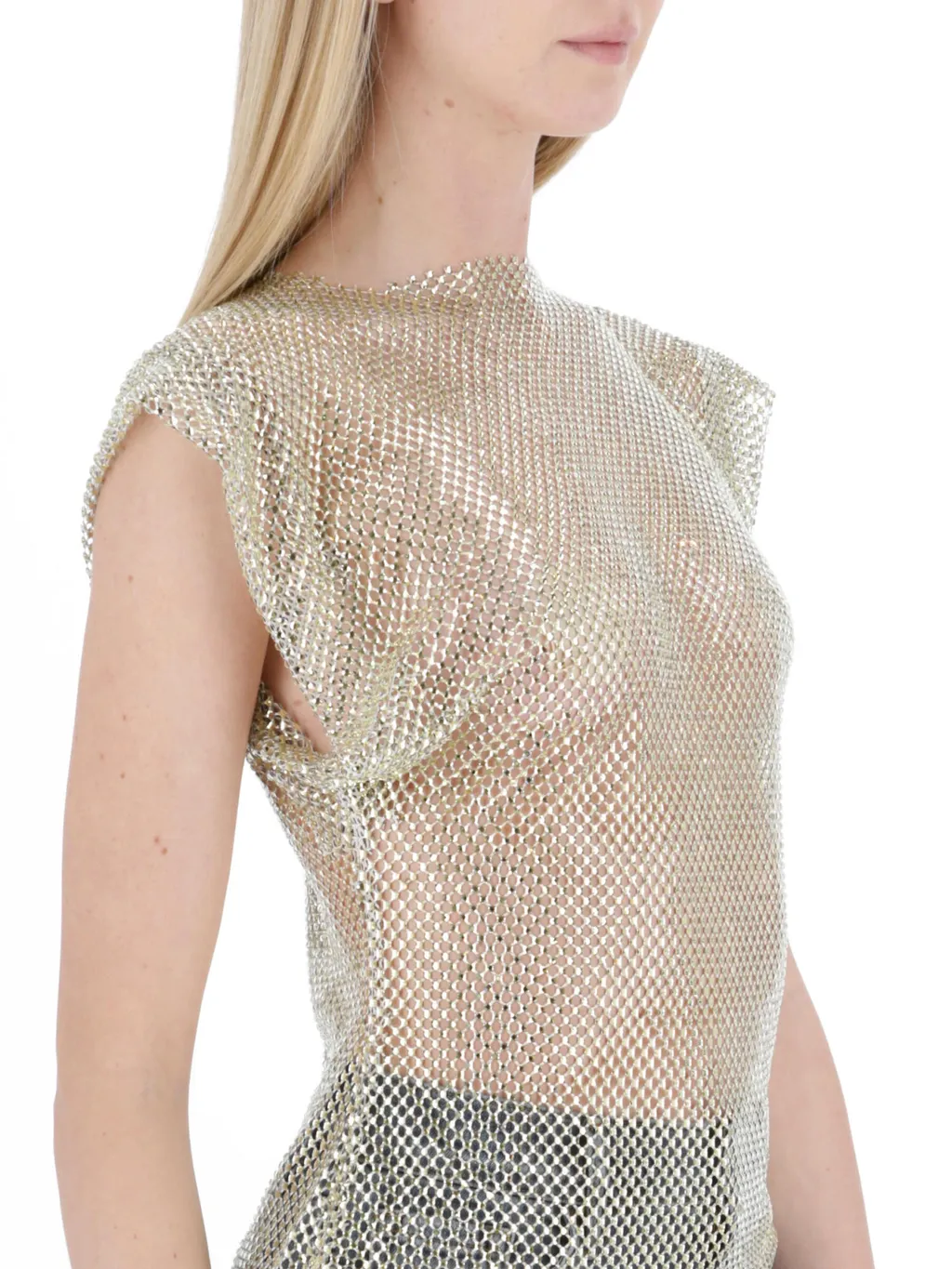 Rhinestone Sheer Sleeveless Blouse, 5