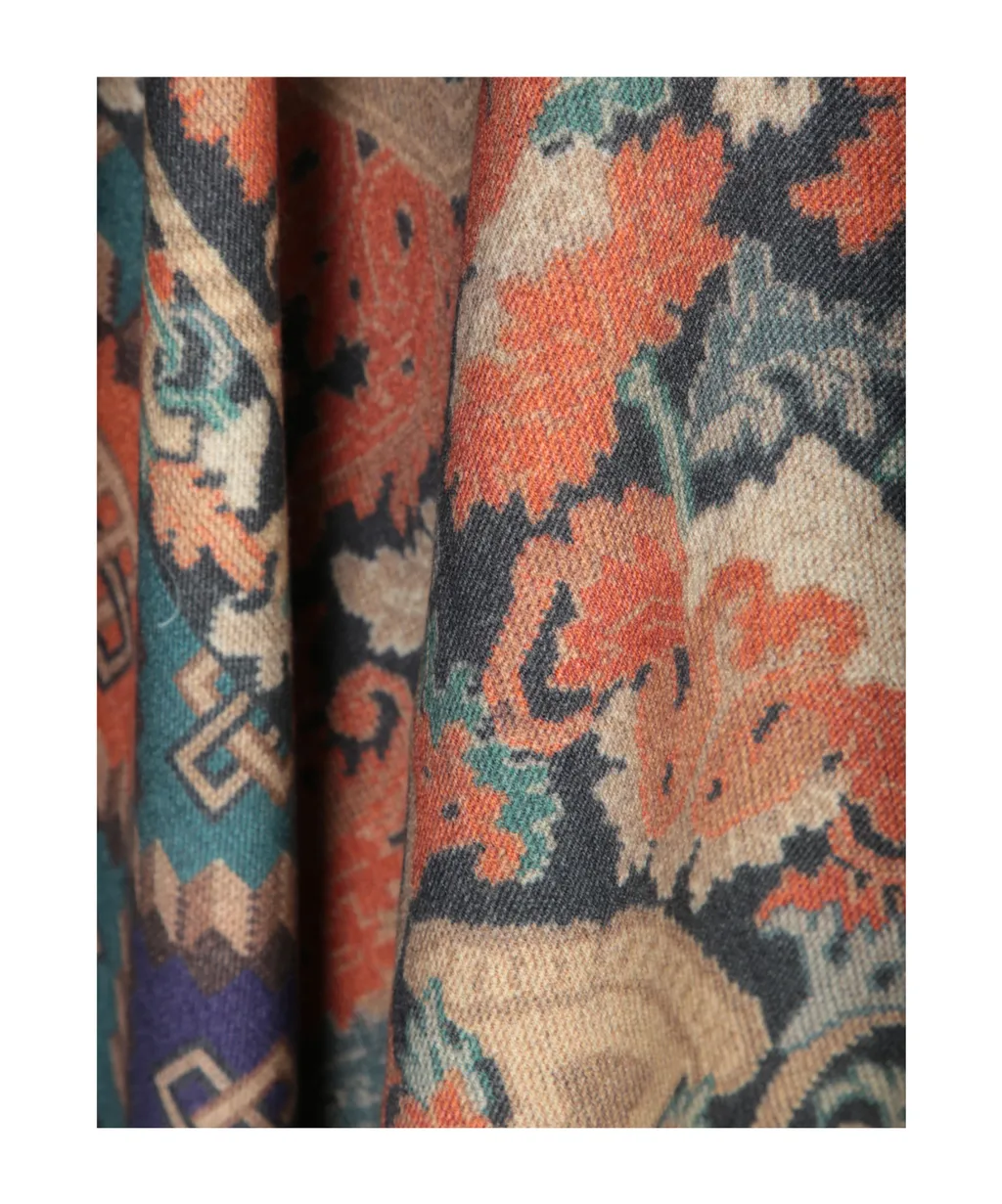 Patterned Open Front Poncho
