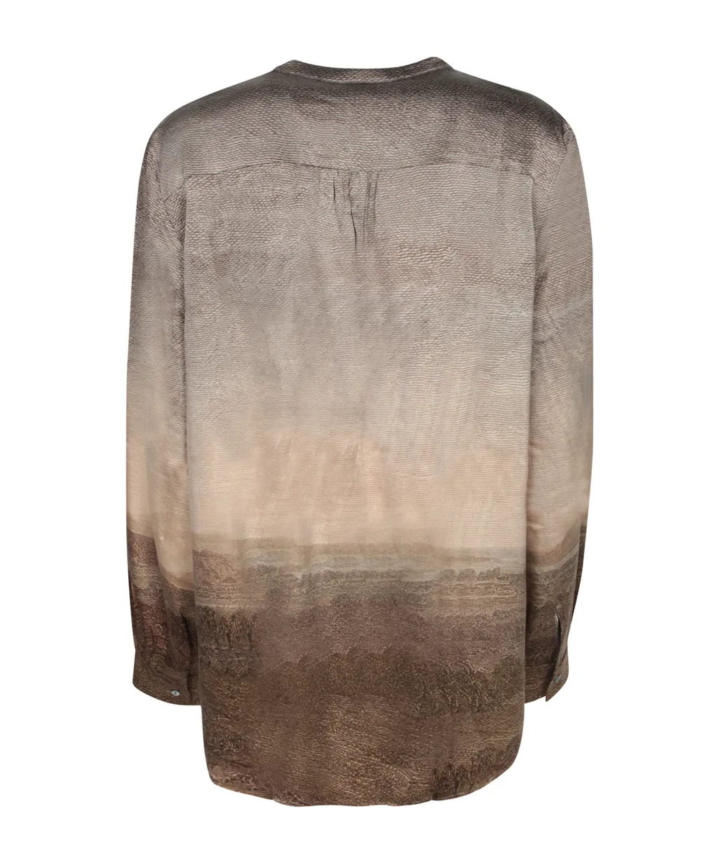 Landscape Print Silk Top