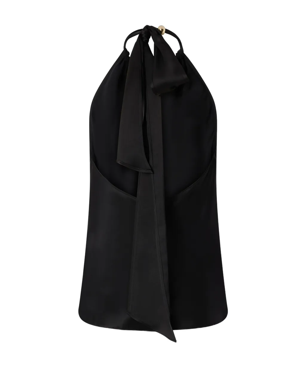 Bow-Halter Neck Blouse