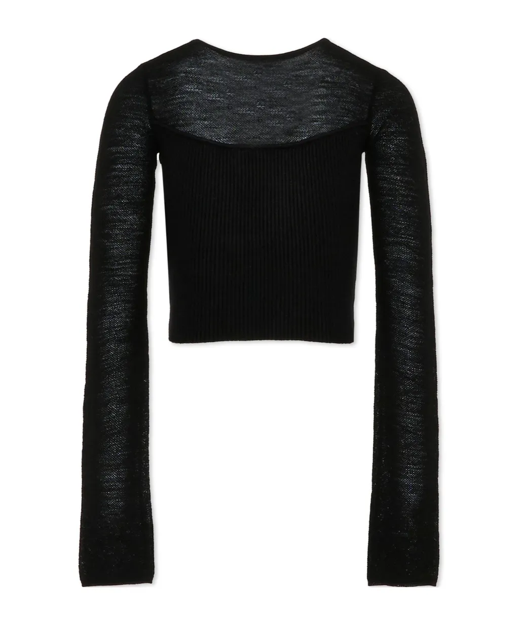 Long-Sleeved Ribbed-Knit T-Shirt