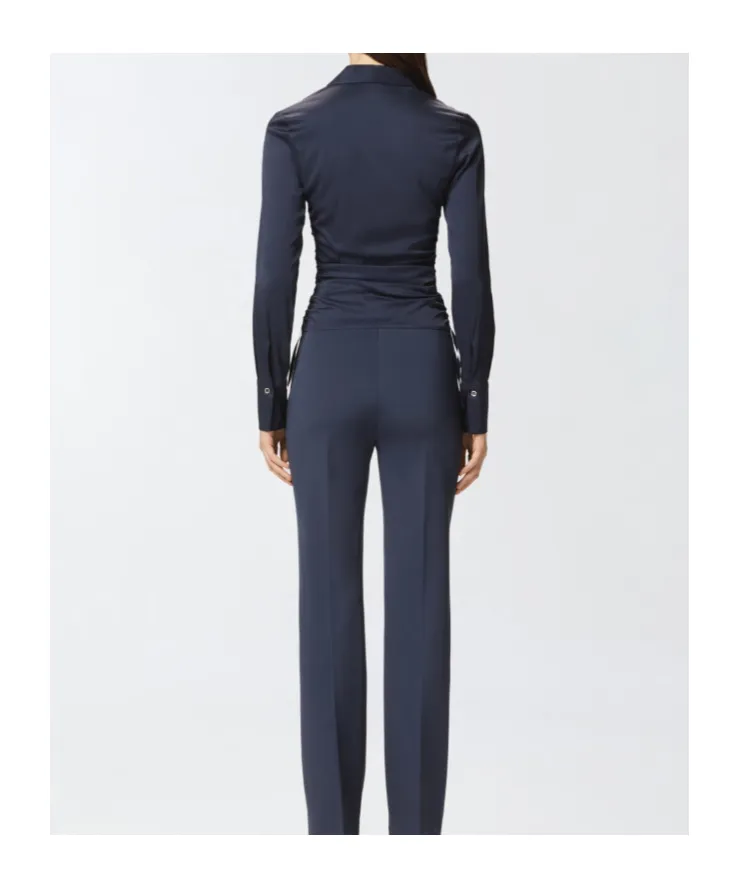 Shiny Gathered-Detail Blouse, 4