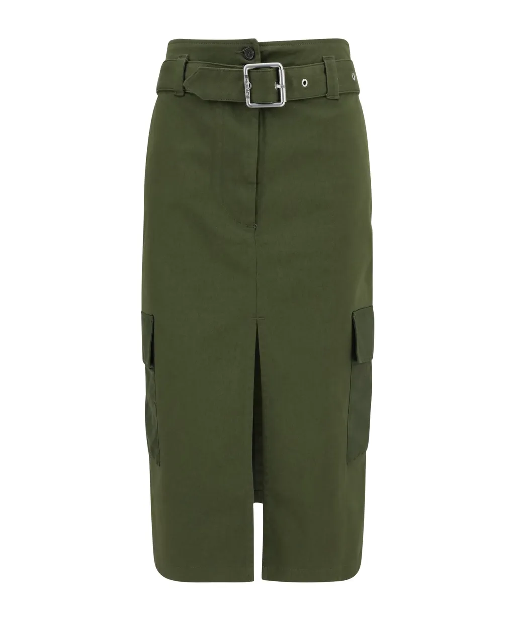 Belted Cargo Midi Skirt