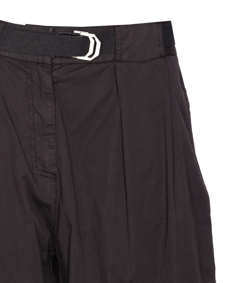 Belted Wide Leg Tapered Trousers