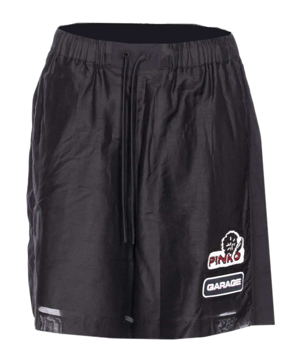 Logo Patch Wide Leg Bermuda Shorts