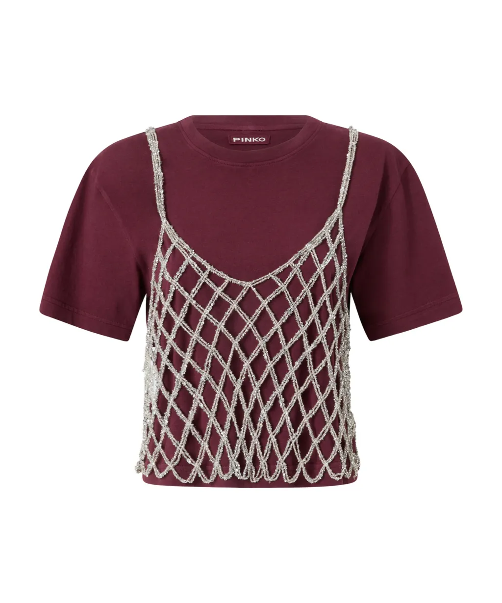 Sequin Embellished Cropped T-Shirt