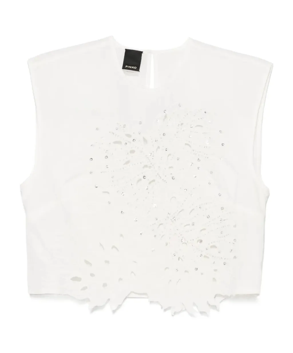 Embellished Cutout Crop Top