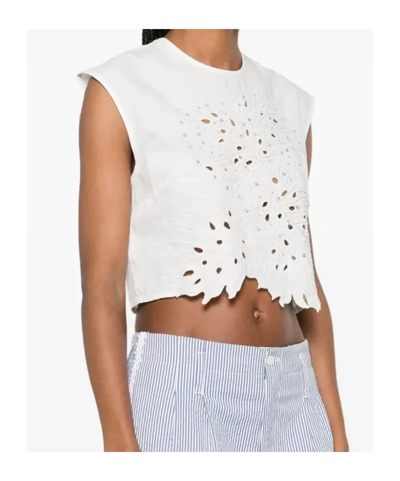 Embellished Cutout Crop Top