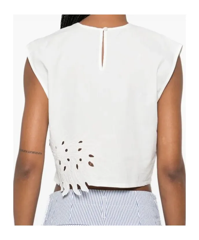 Embellished Cutout Crop Top