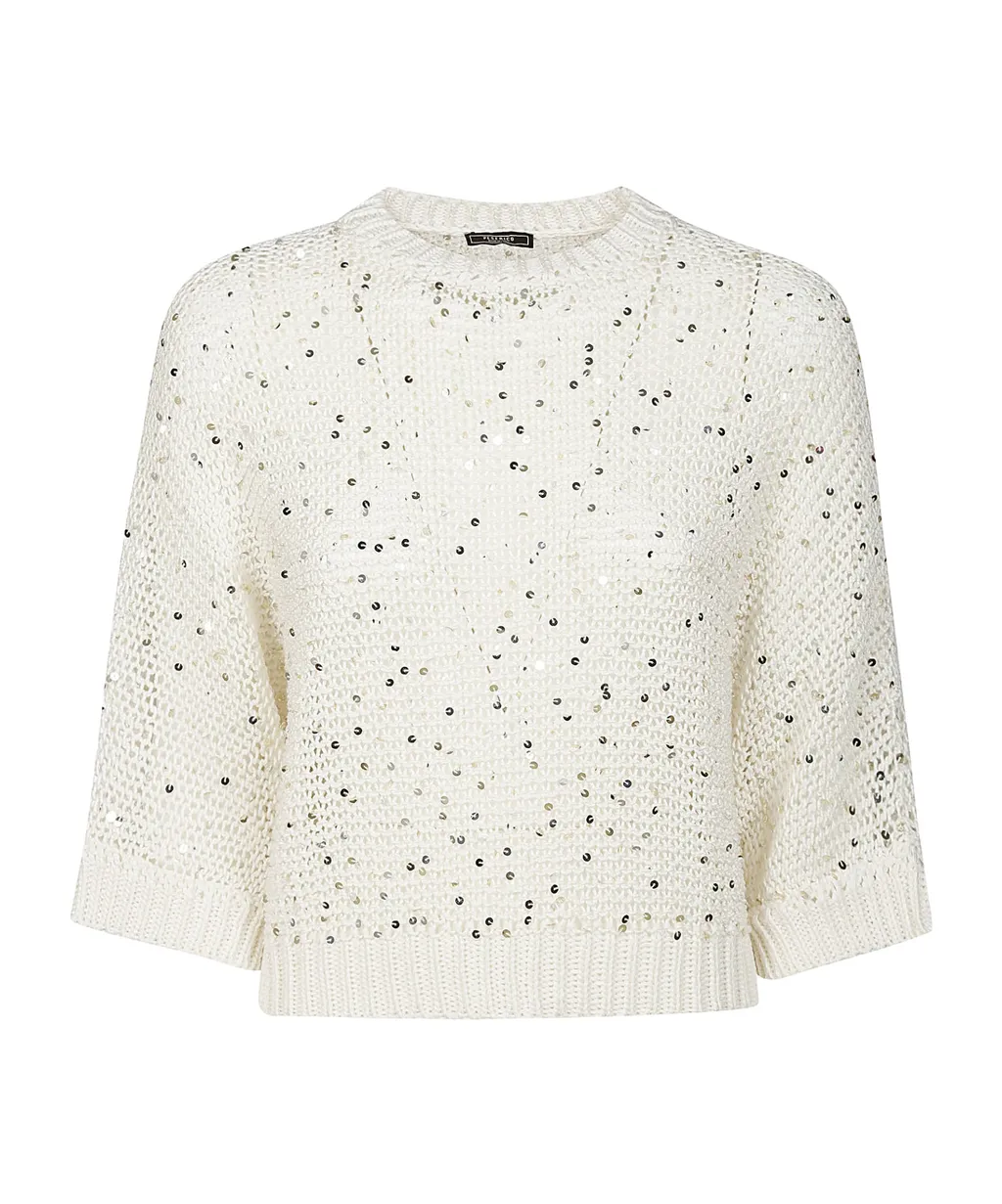 Sequin-Embellished Open-Knit Jumper