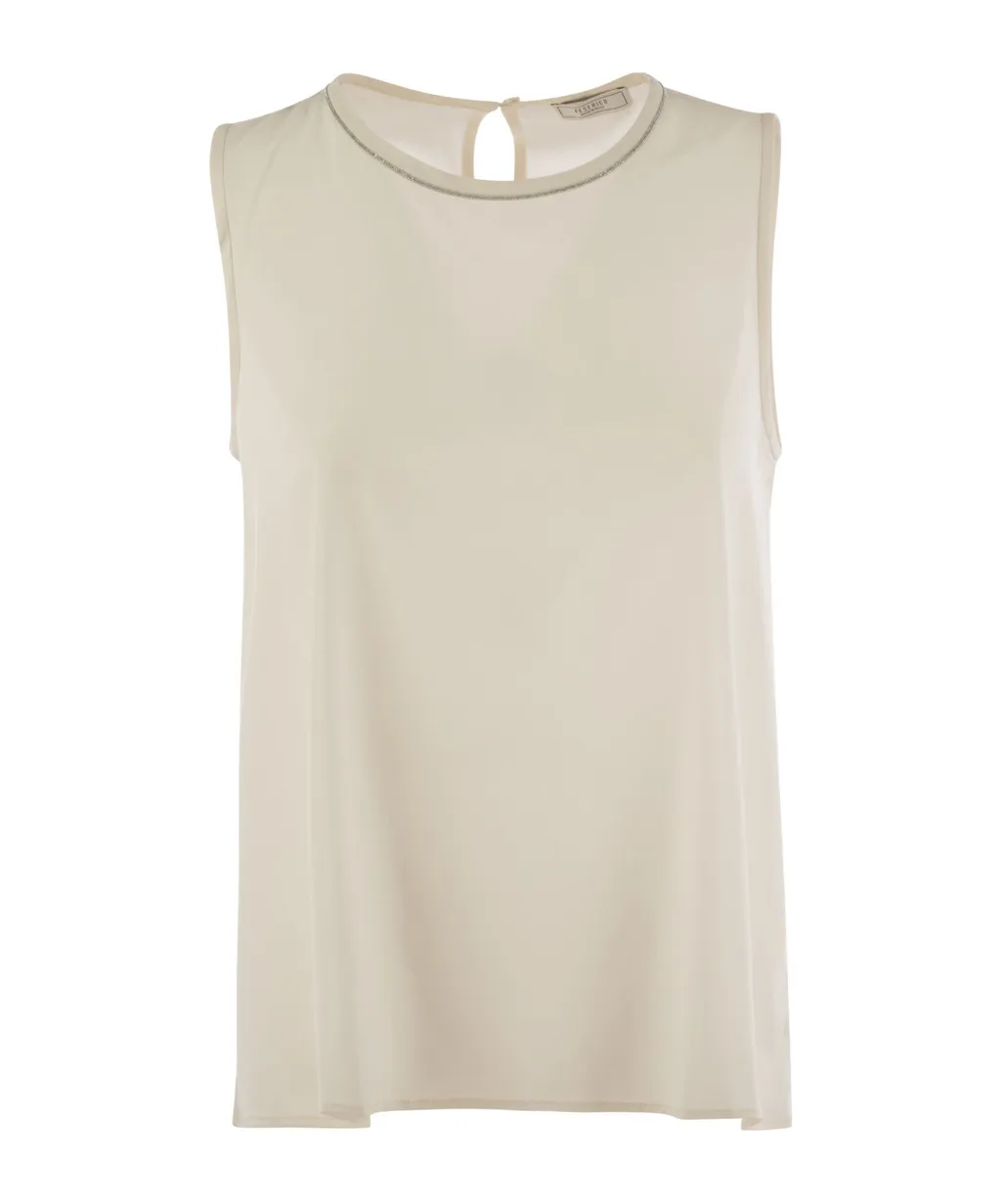 Stretch Silk Crepe Top