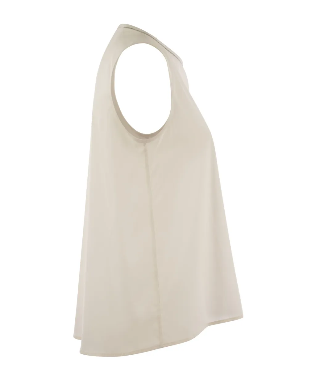 Stretch Silk Crepe Top