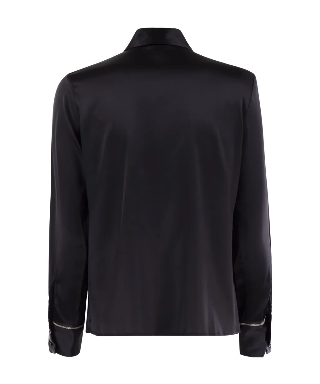 Button-Fastening Silk Shirt