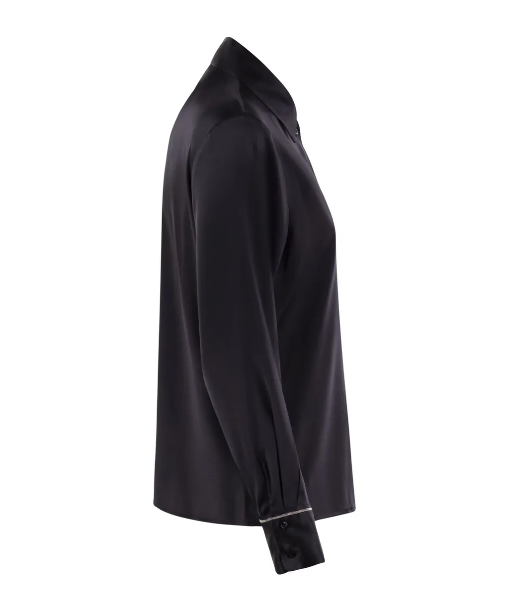 Button-Fastening Silk Shirt