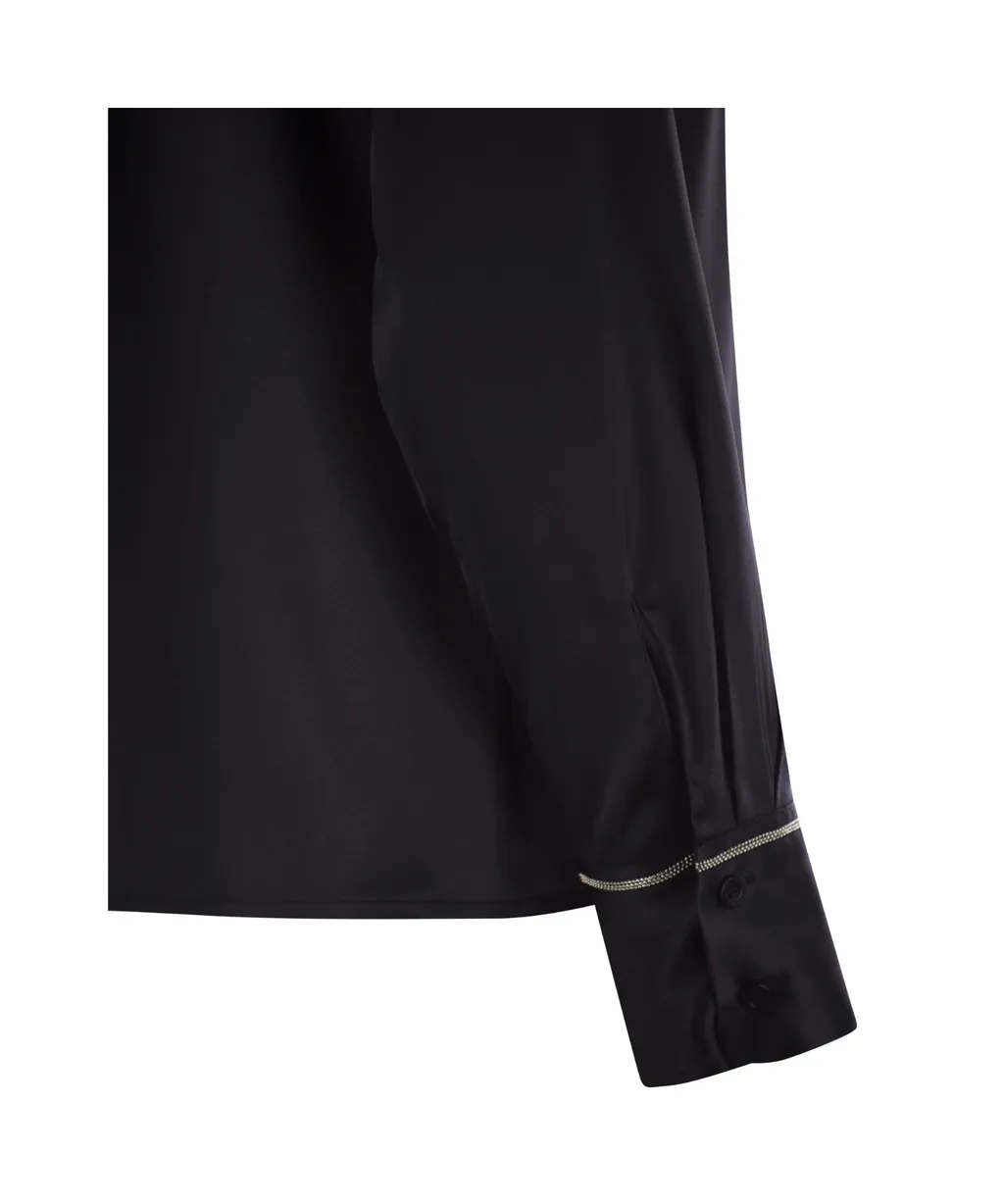 Button-Fastening Silk Shirt