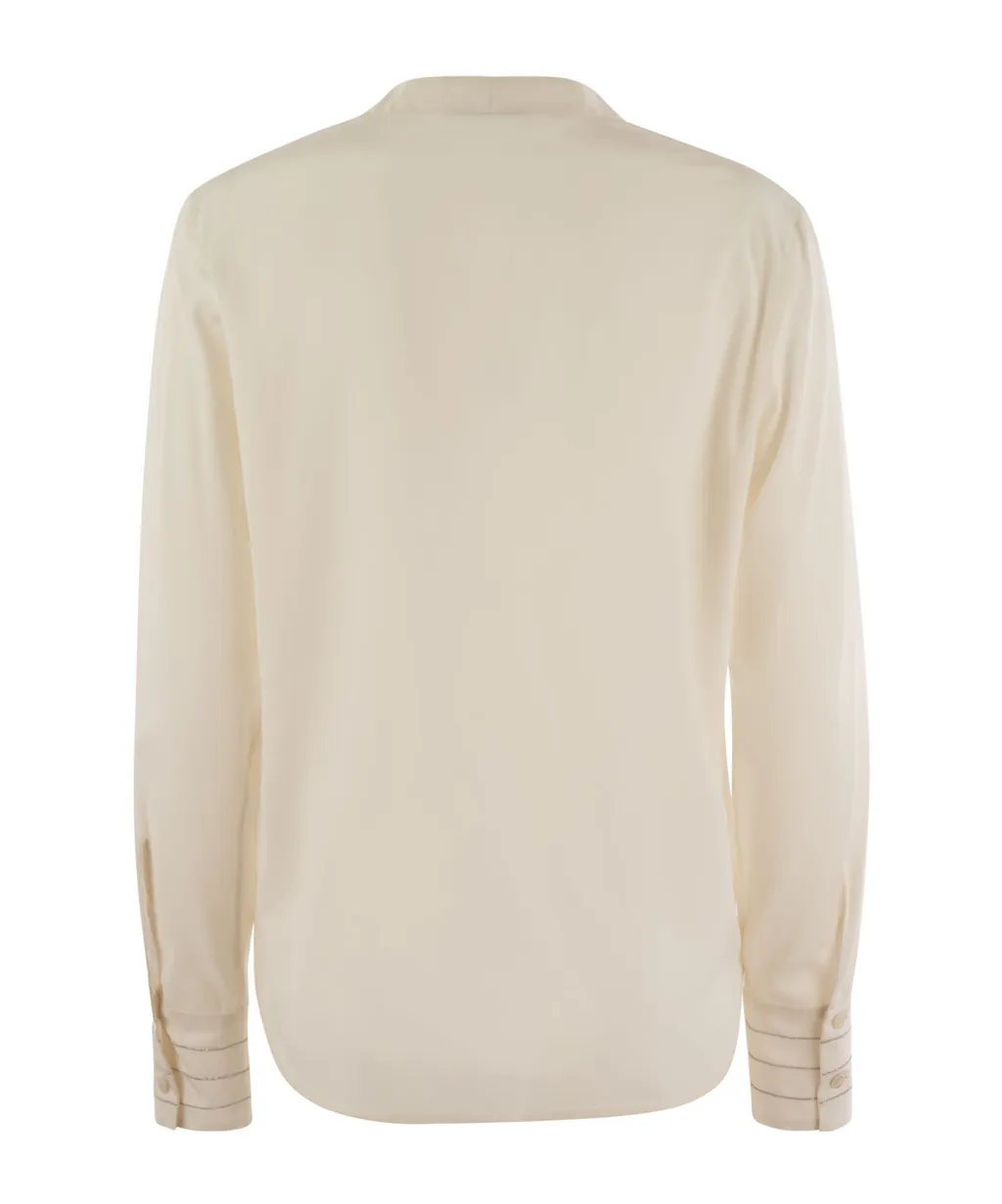 V-Neck Crepe Shirt