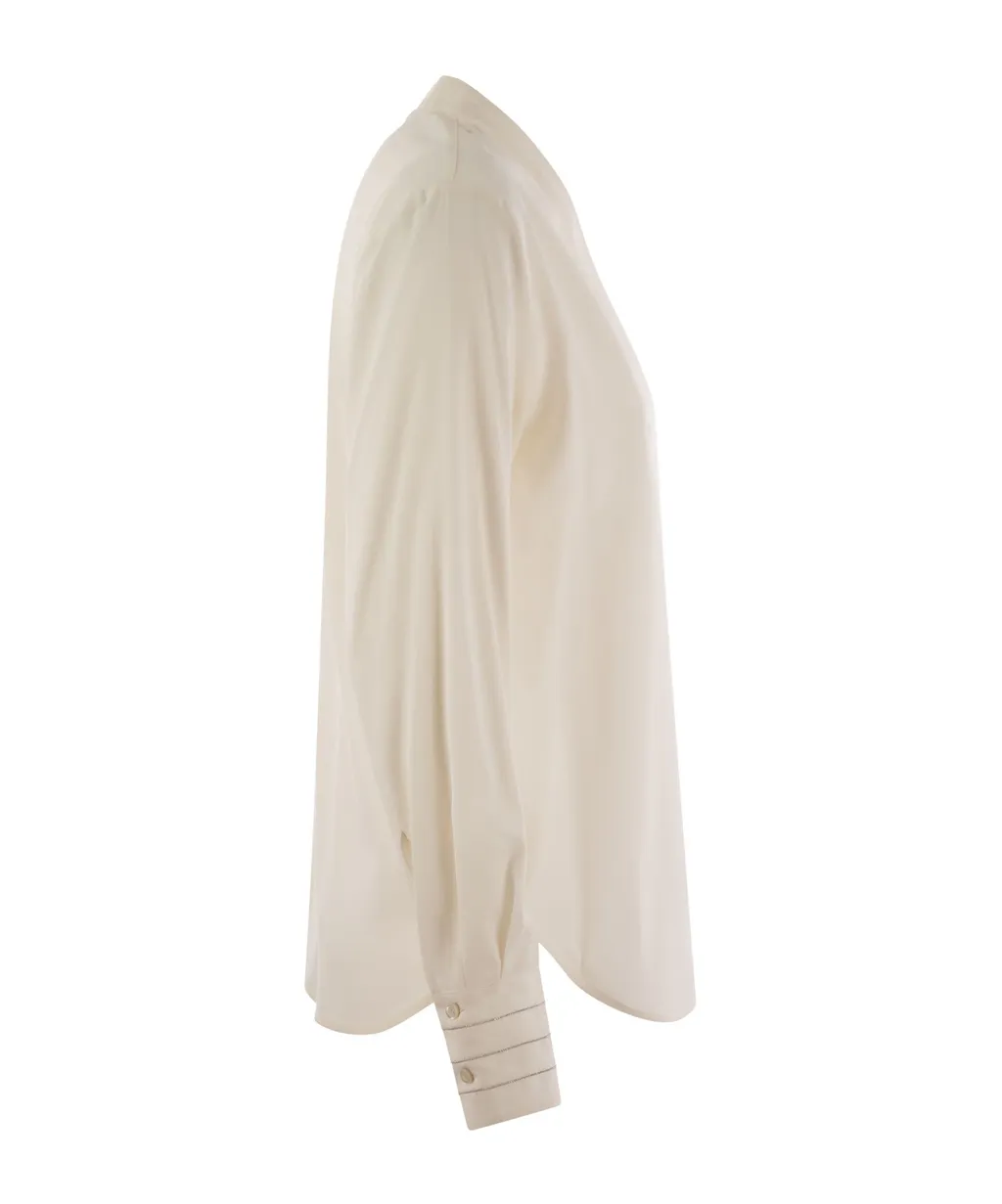 V-Neck Crepe Shirt