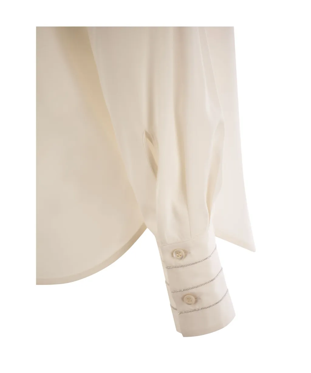 V-Neck Crepe Shirt