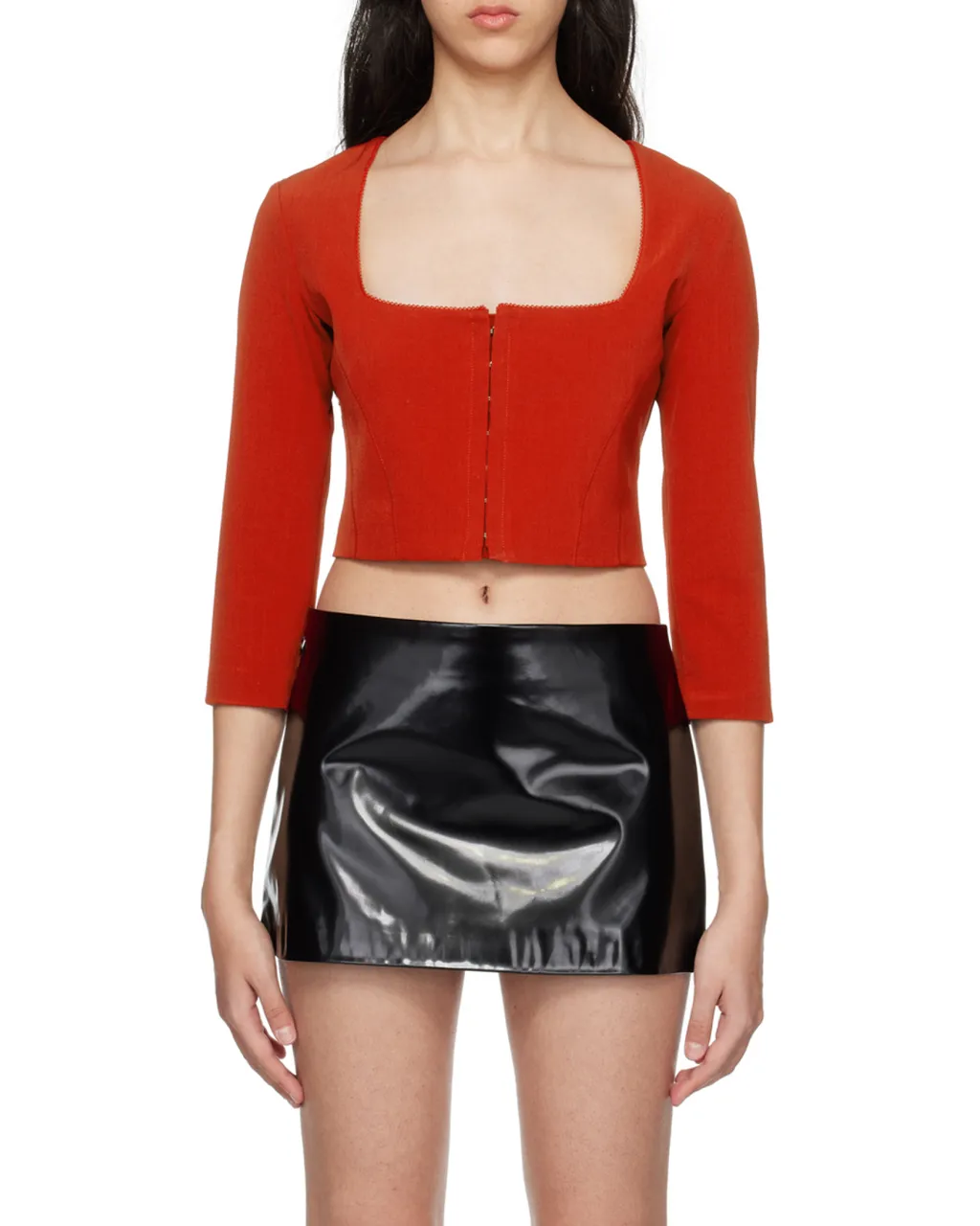 Hook And Button Square Neck Blouse