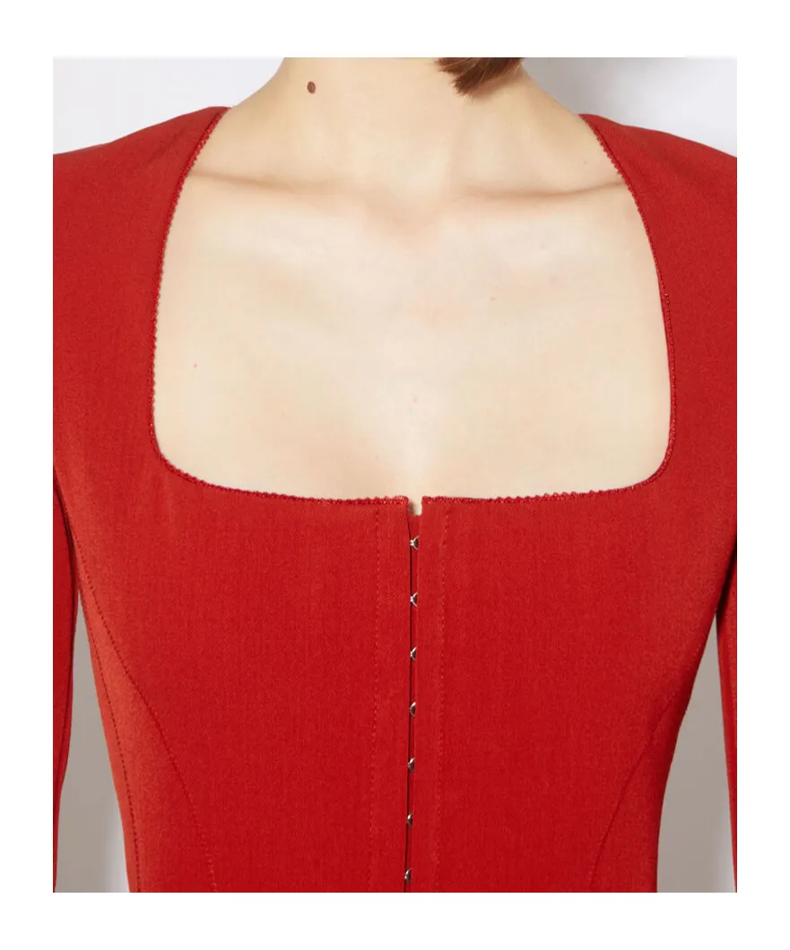 Hook And Button Square Neck Blouse