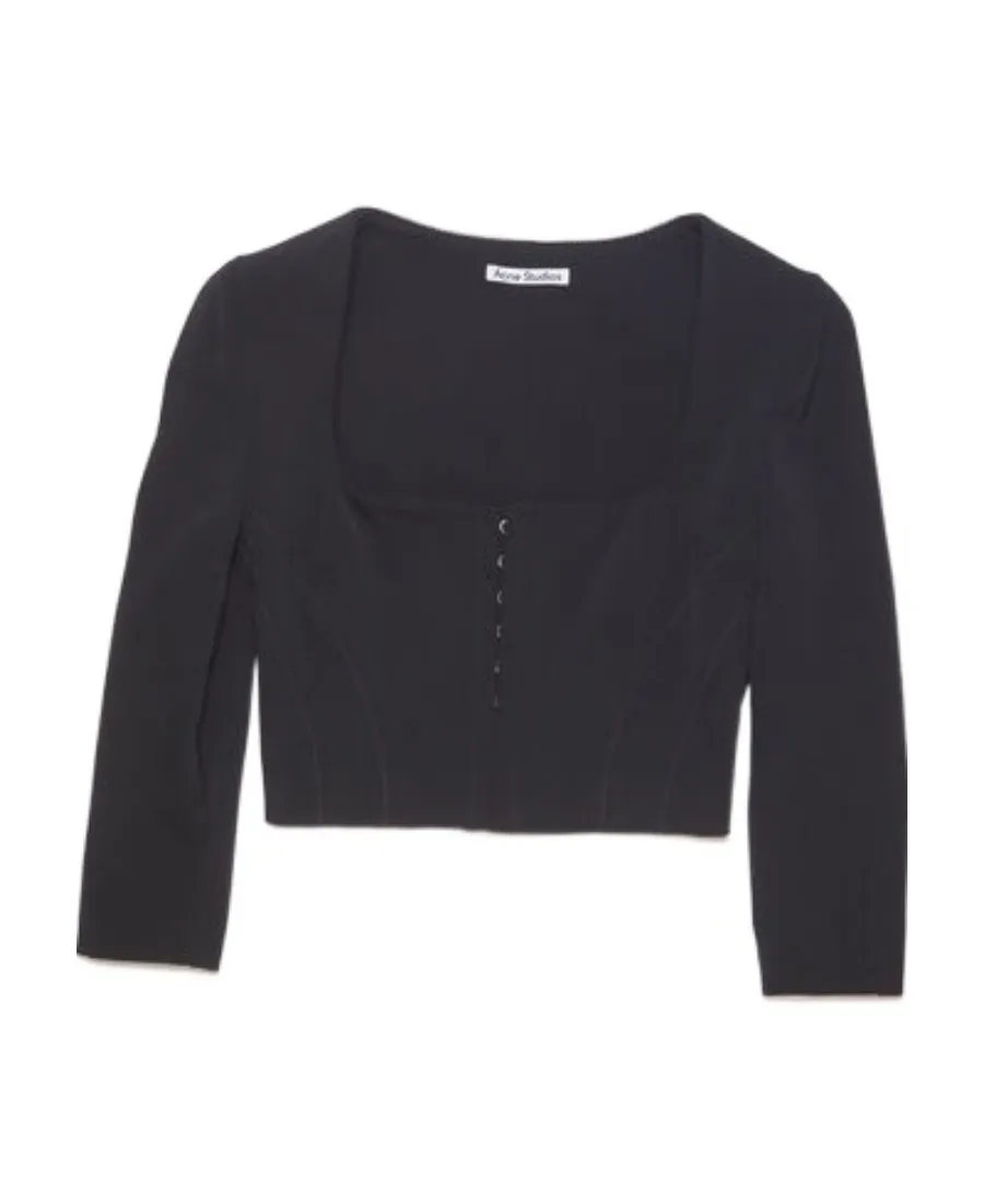 Square-Neck Cropped Blouse